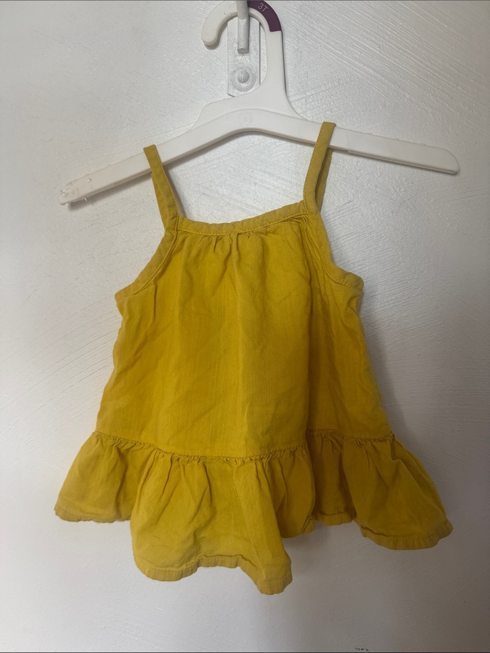 okie dokie Yellow Ruffle Hem Tank Top